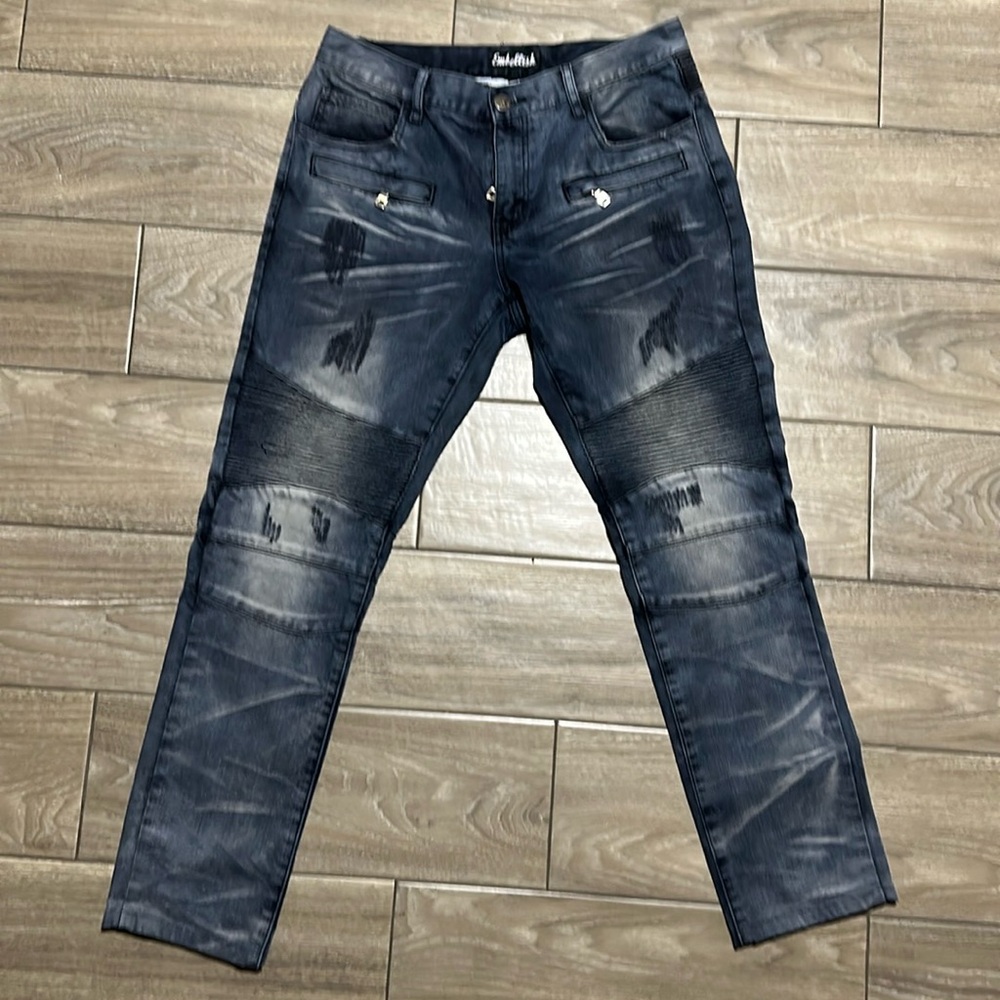 Men's Blue Distressed Jeans